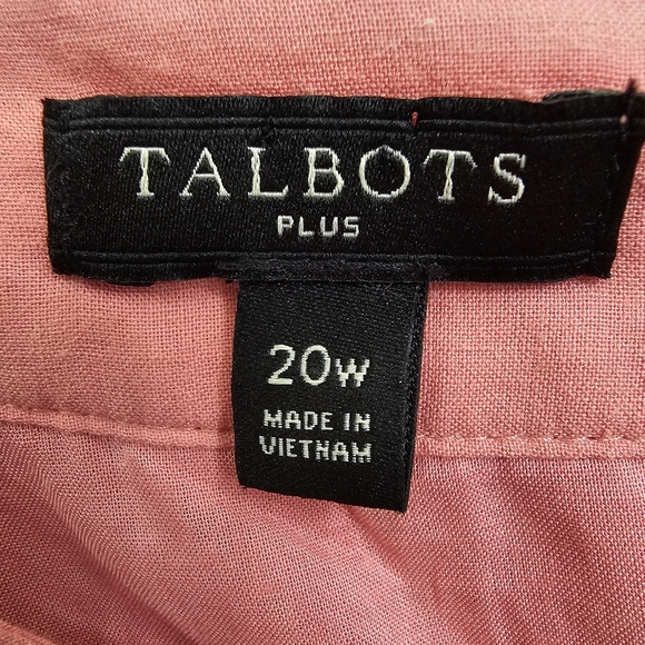 Nwot Talbots Salmon Peach Embroidered Palm Tree Textured Sleeveless Shift Dress - Picture 4 of 15